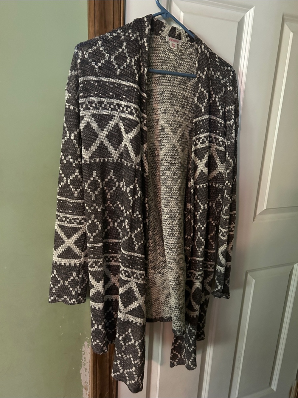 Xhilaration Open-Front Aztec Knit Cardigan - Black & Cream